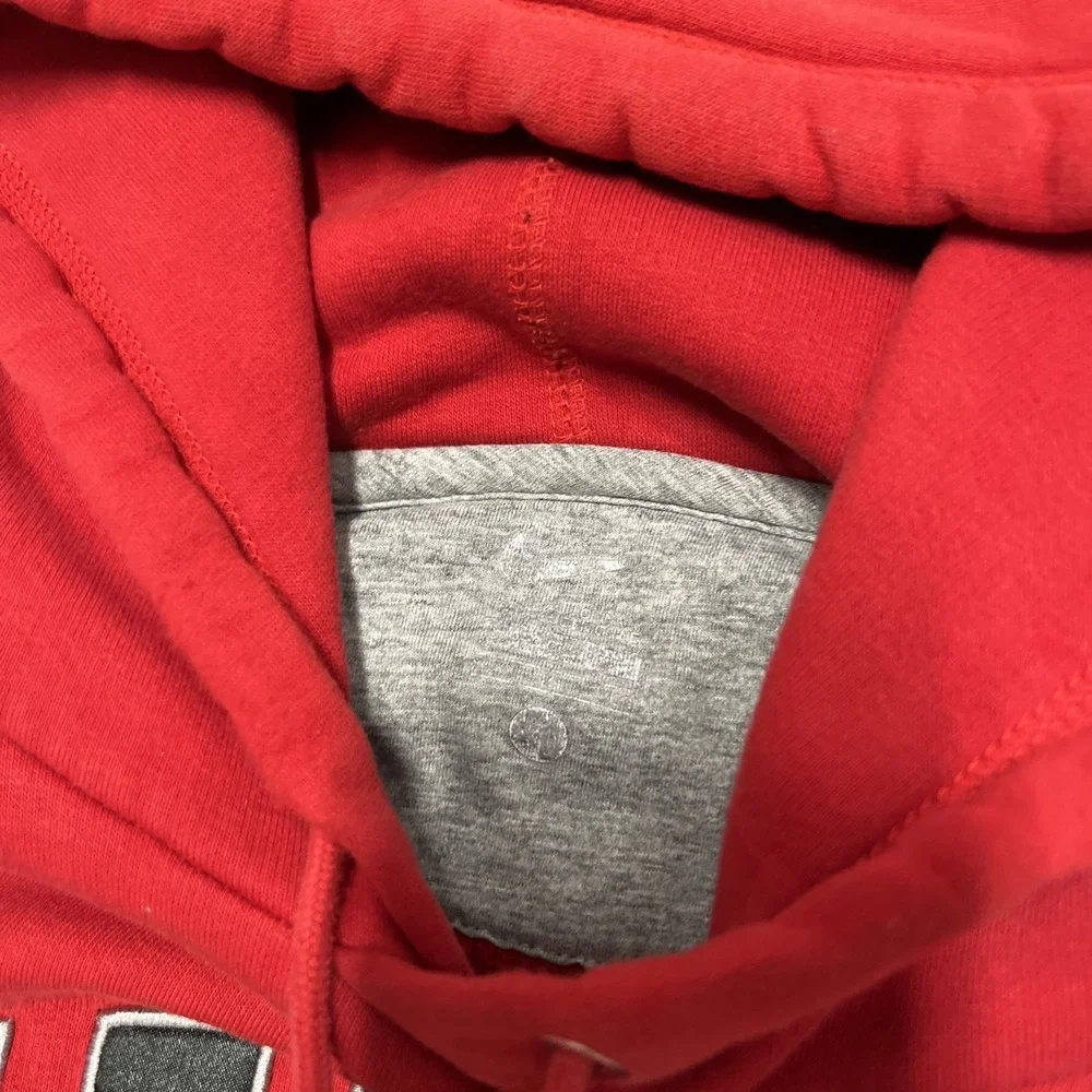 Y2K Vintage Nike Red Pullover Hooded Sweatshirt Mens L Embroidered Chest Logo